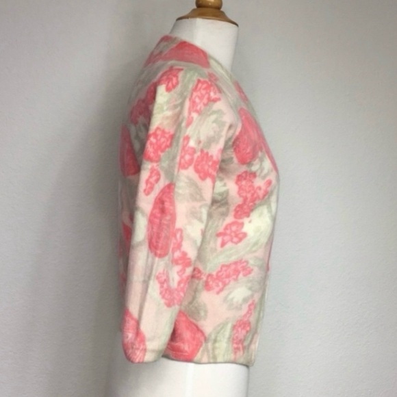 Vintage Rosecrest Women's Cream Peach Floral Button Cardigan Size Small Coquette - Picture 7 of 14